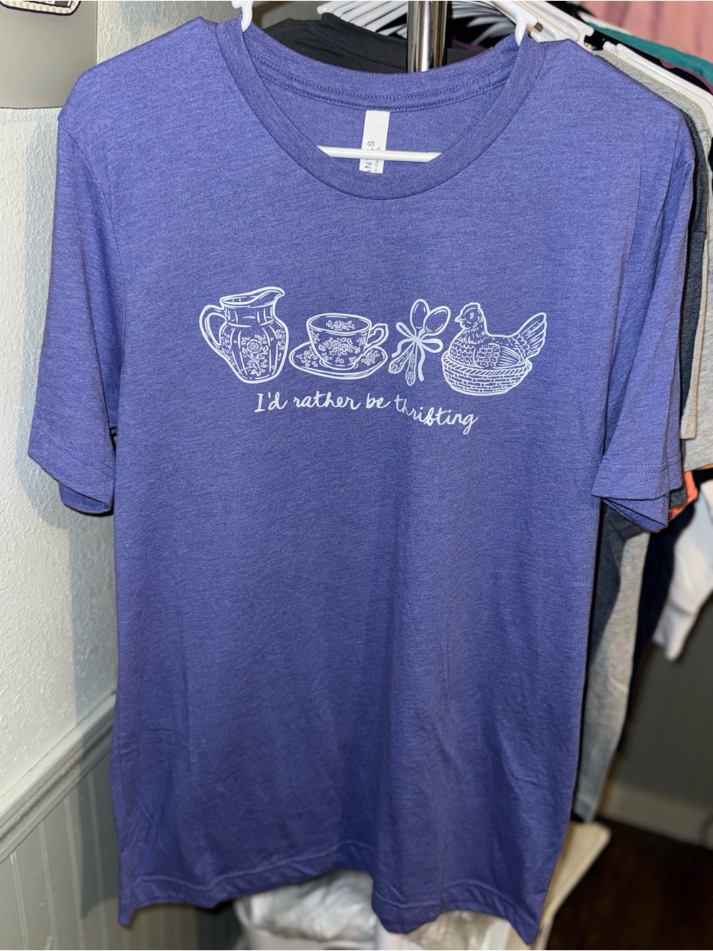 Bella Canvas Purple 'I'd Rather Be Thrifting' Short Sleeve Tee